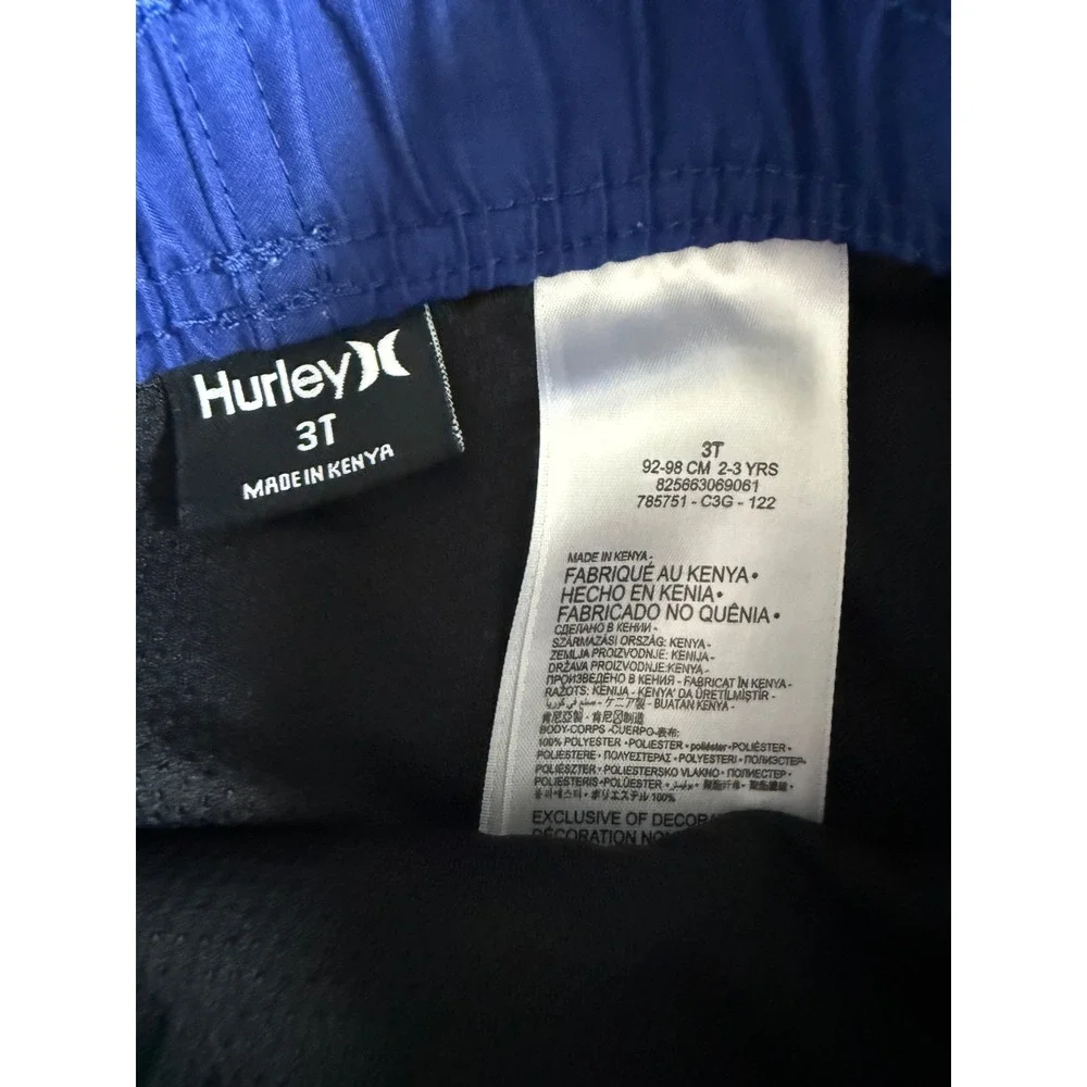 Hurley Boys Blue Swim Trunks Board Shorts Size 3T‎ Gradient Logo Beach Swimwear